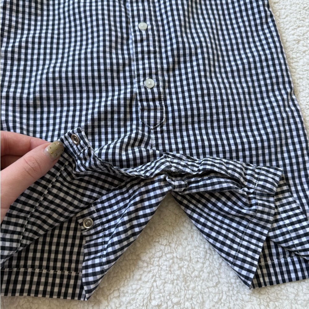 Pottery Barn Kids Black & White Gingham Baby Romper 100% Cotton 12-18 months - Picture 5 of 5
